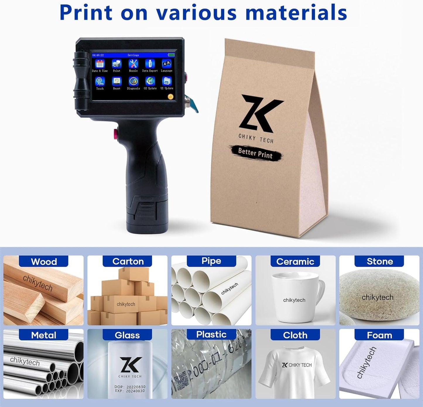 Portable Intelligent Handheld Inkjet Printer